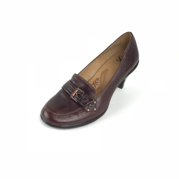 Sofft Loafer Pumps Pebble Leather Kitten Heel - Picture 5 of 8